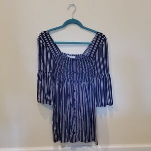 BB Dakota Navy and White 3/4 Sleeve Mini Dress